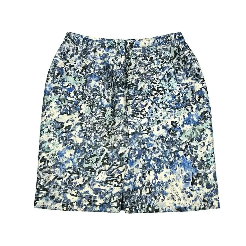 Reiss Pencil Skirt Womens Size 10 Ice Blue Mattea Jacquard Lined Business